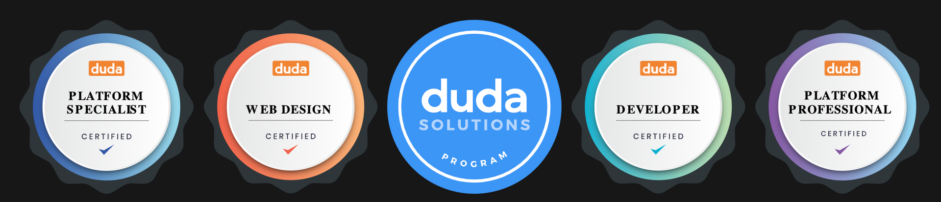 A blue circle with the word duda on it