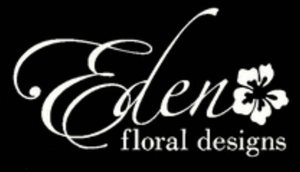 A black and white logo for eden floral designs