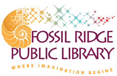 The logo for the fossil ridge public library where imagination begins