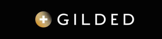 The word gilded is on a black background