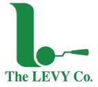 The logo for the levy co. is green and white.