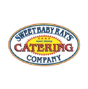 The sweet baby ray 's catering company logo is on a white background.