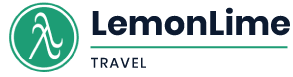 The logo for lemon lime travel is green and white.