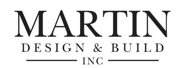 The martin design and build inc logo is black and white.