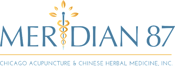 The logo for meridian 87 chicago acupuncture and chinese herbal medicine inc.