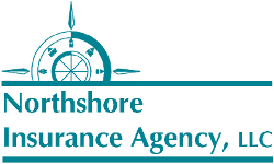 The logo for northshore insurance agency , llc has a compass on it.