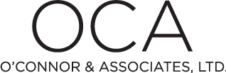 A black and white logo for o'connor & associates ltd