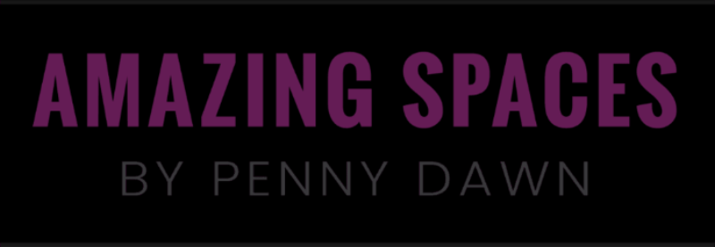 A sign that says amazing spaces by penny dawn