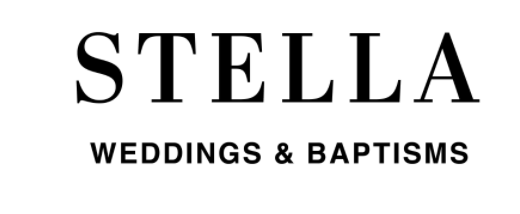 A black and white logo for stella weddings and baptisms