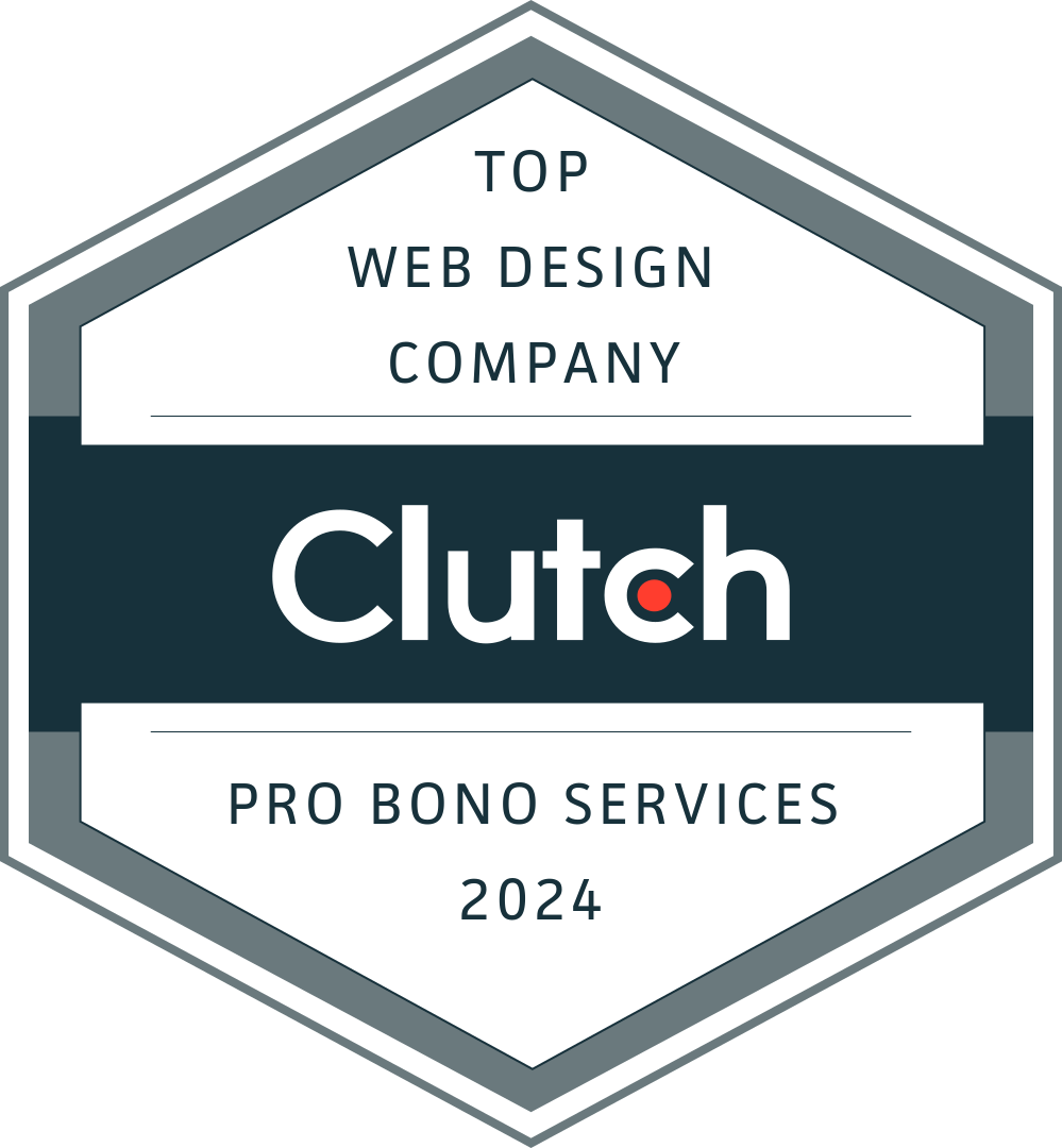 A logo for a web design company called clutch pro bono services.