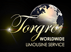 A logo for a worldwide limousine service with a globe in the background.