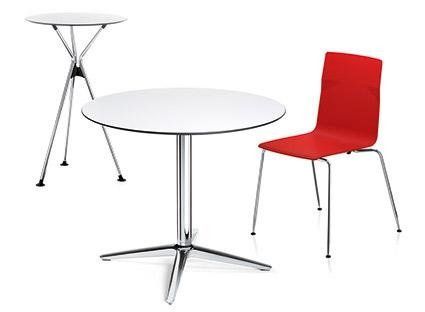 tavolo rotodno con sedia rossa