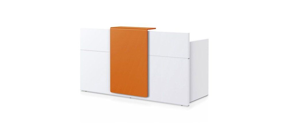 scrivania modello SEDUS con scaffale arancione