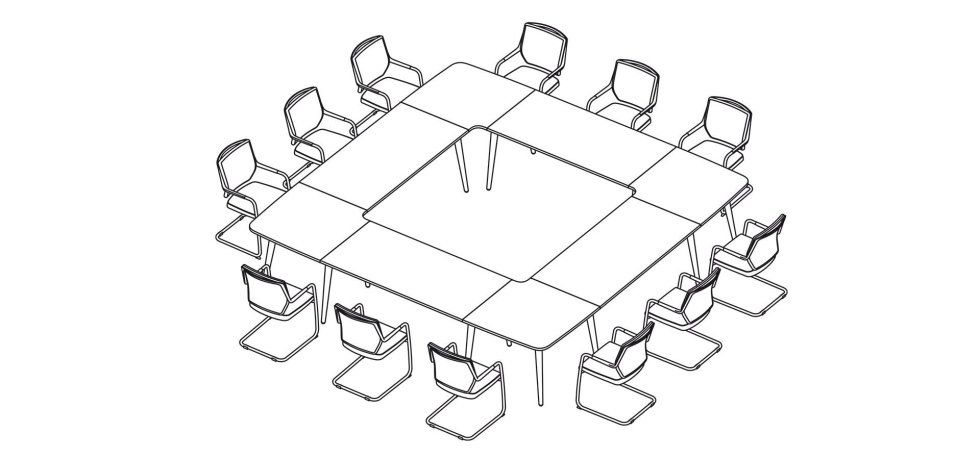scrivania quadrata per riunioni