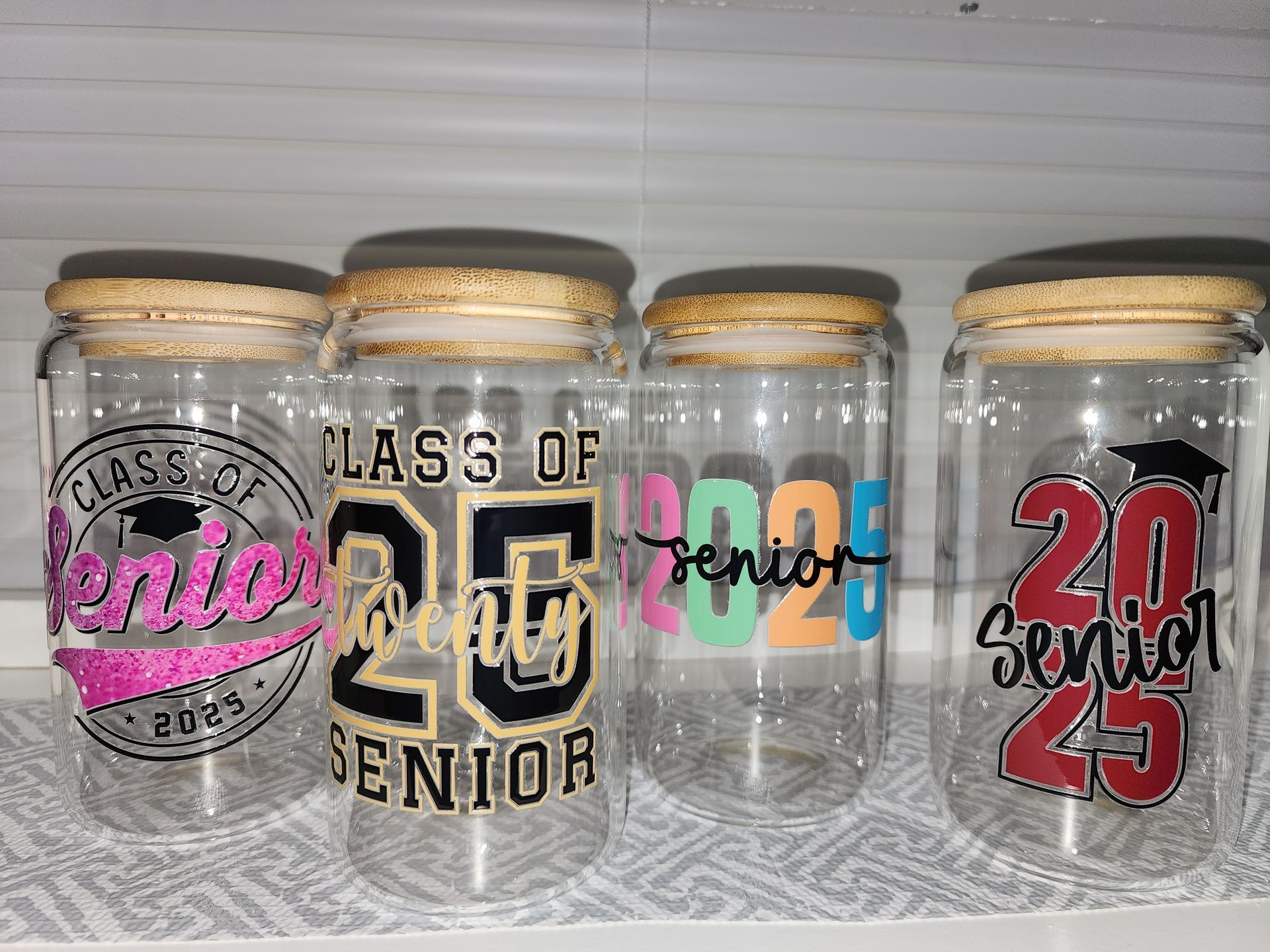 Glass Cups & Bamboo Lids