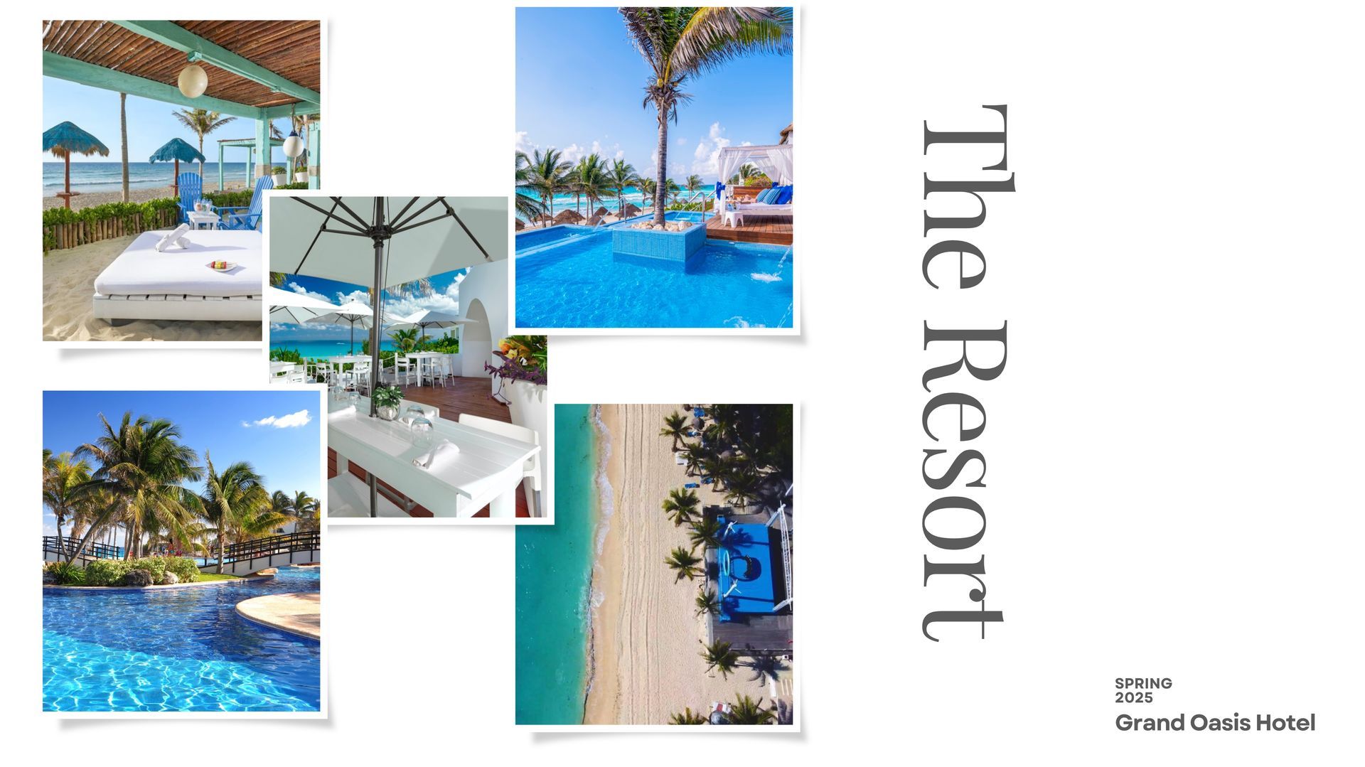 A collage of photos of a resort with the words the resort at the top