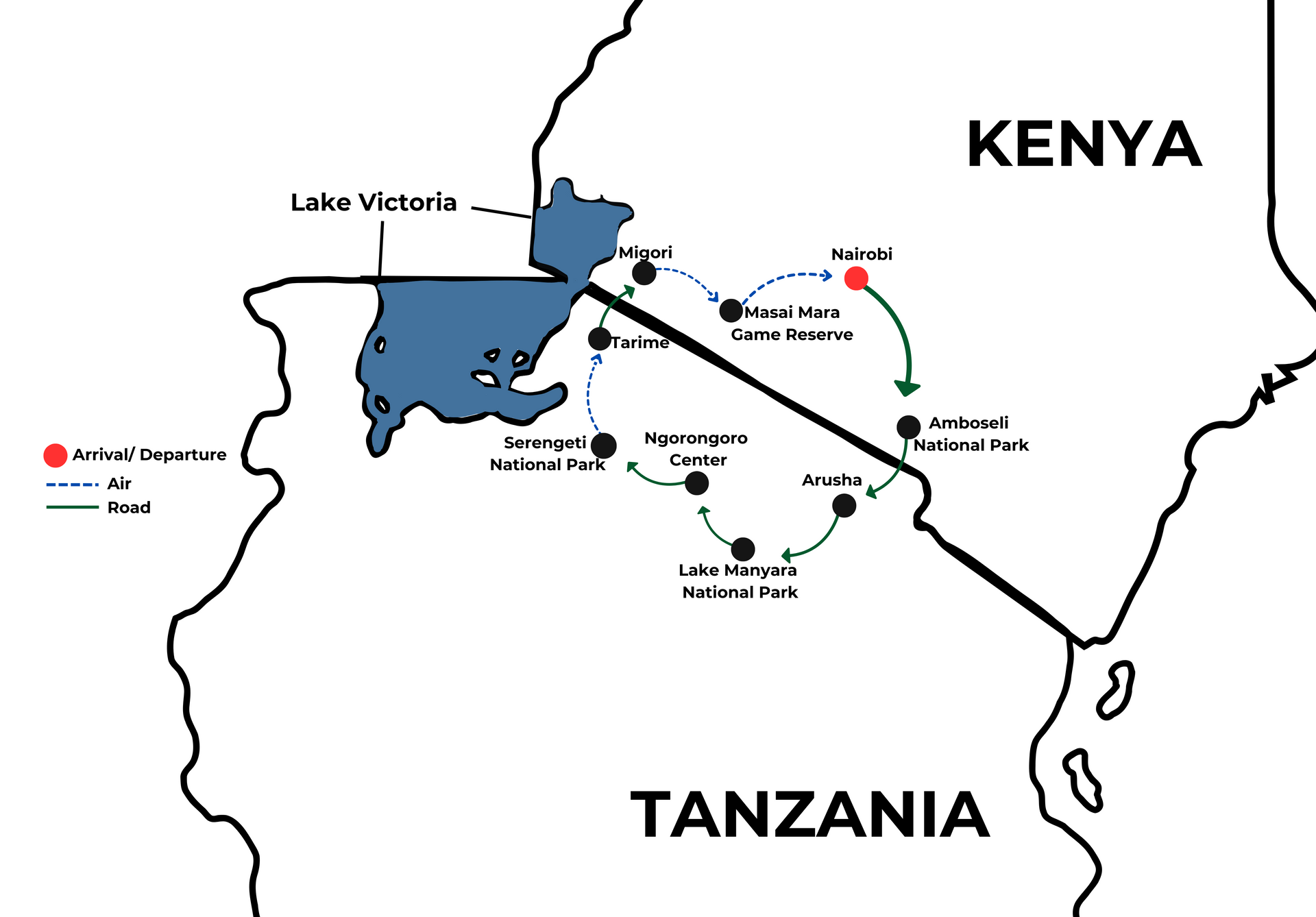 A map showing the location of kenya and tanzania