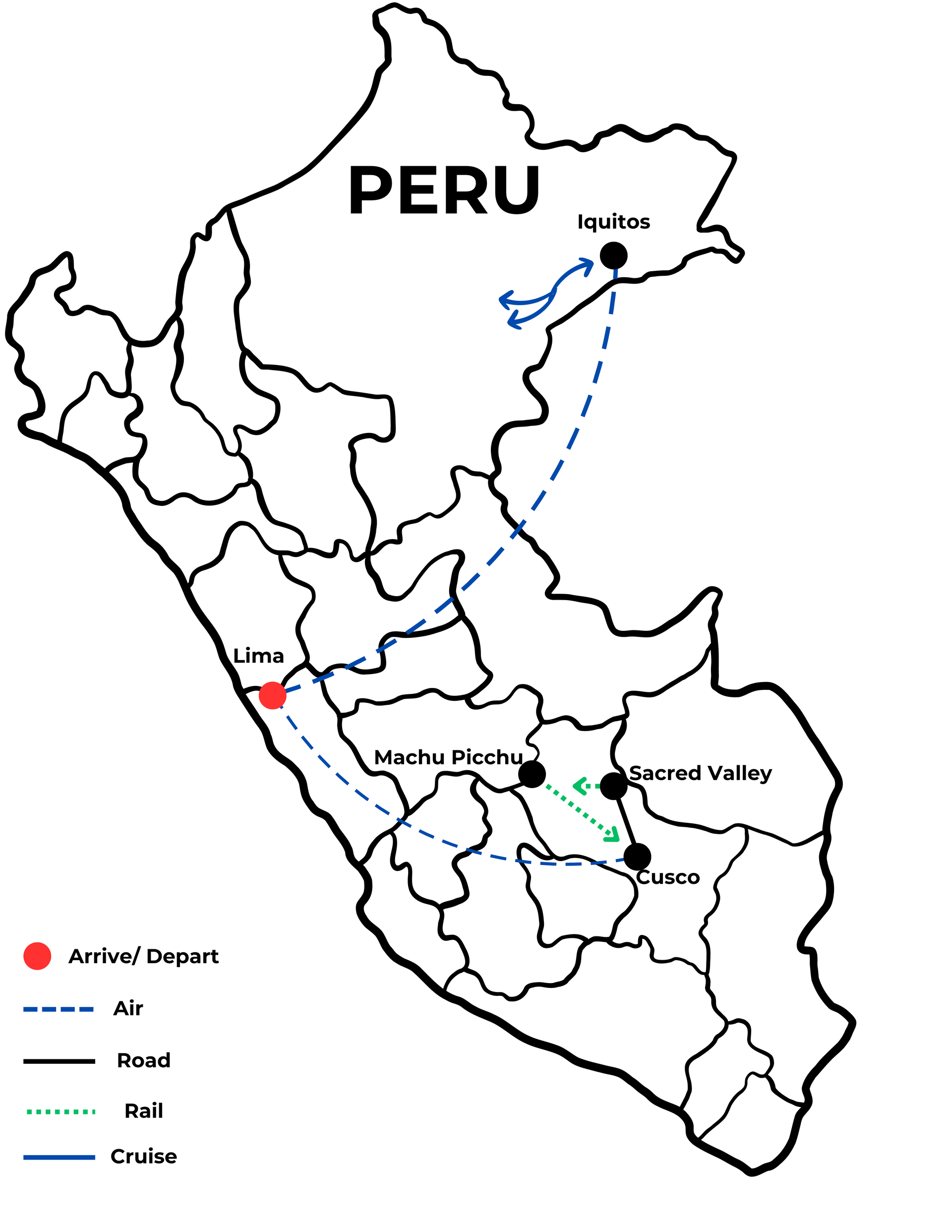 A black and white map of peru is shown on a white background.