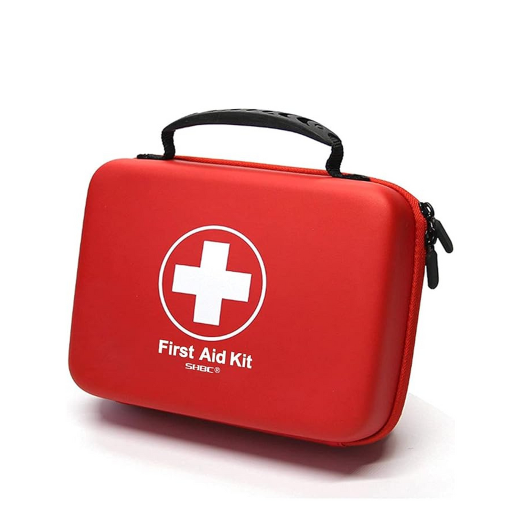 A black and orange solar charger with three solar panels.