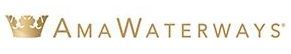 The gold logo for AmaWaterways has a crown on it.