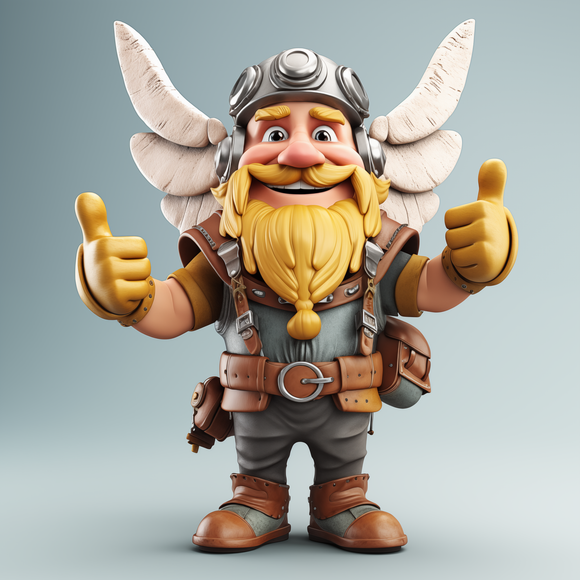 A cartoon viking is giving a thumbs up sign
