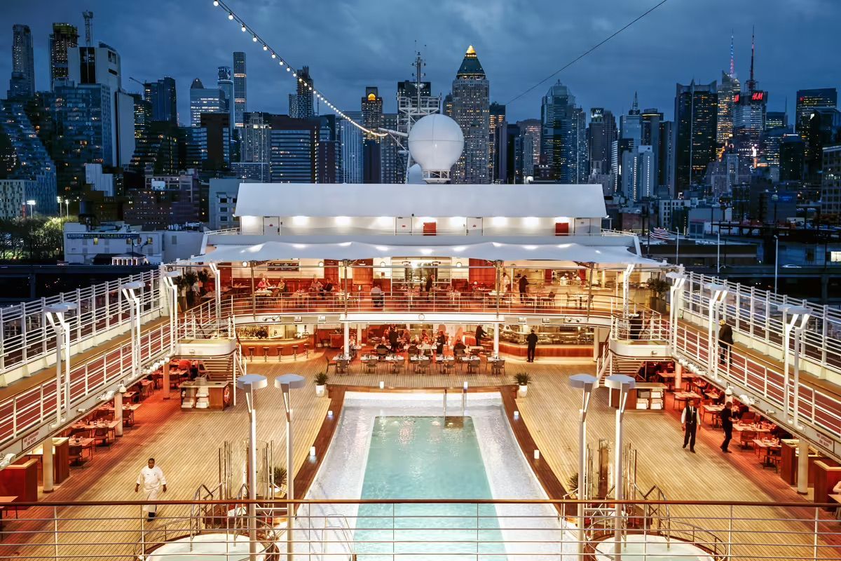 Silversea's Silver Muse cruise ship has a large swimming pool on the deck