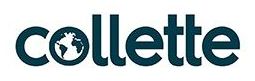 The logo for collette is blue and has a globe on it.