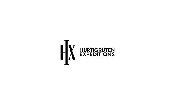 The black logo for HX Hurtigruten Expeditions is on a white background.