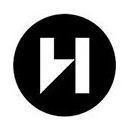 A logo for Hurtigruten Cruises with the letter h in a black circle on a white background.