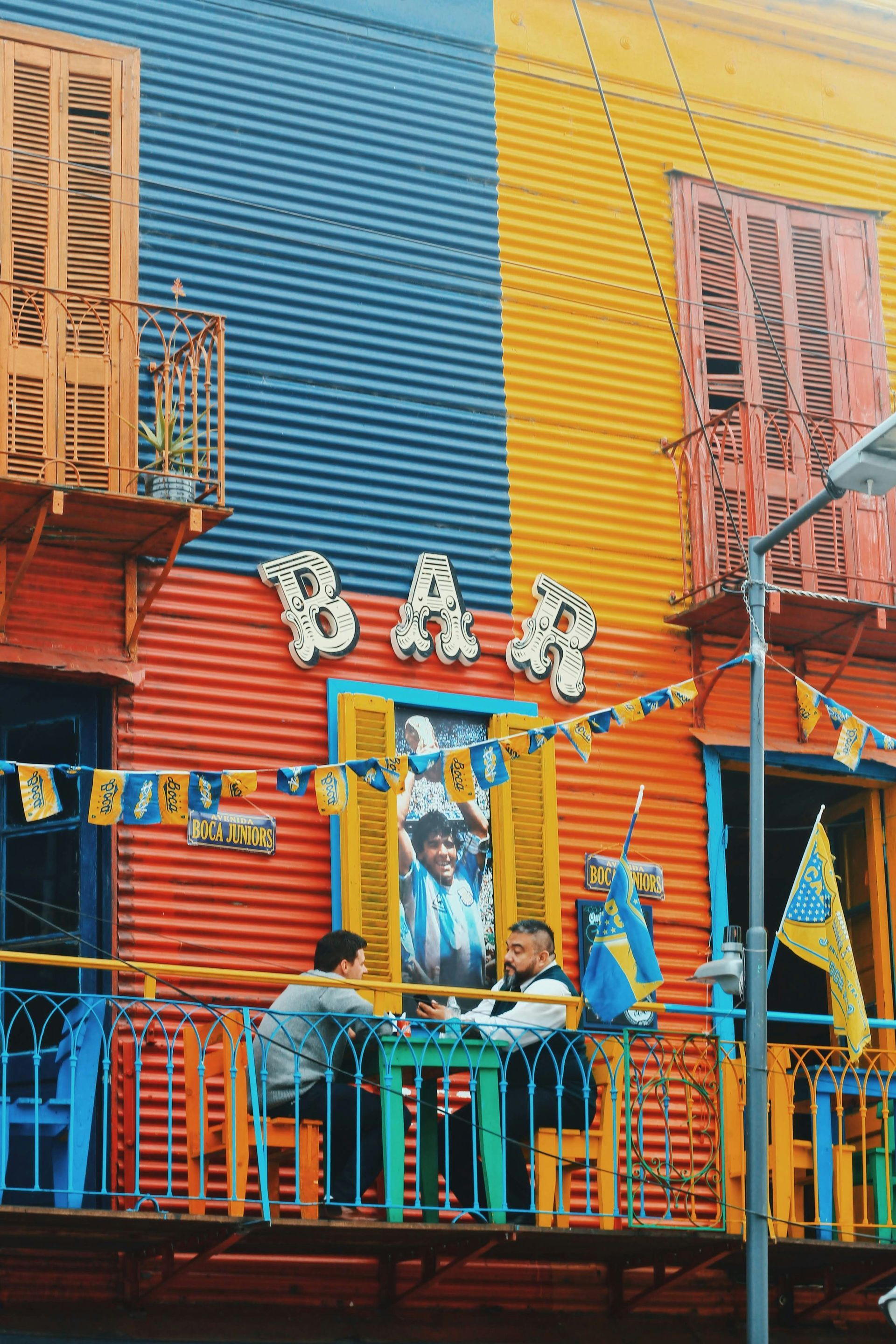 Colorful building in La Boca, Argentina, with 