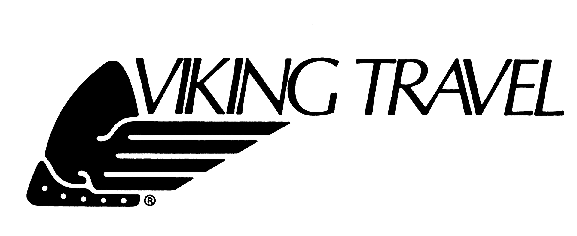 A black and white logo for viking travel