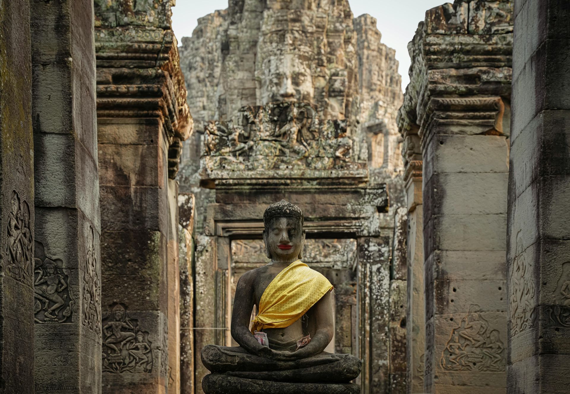 Buddha Statue at Angkor in Siem Reap in Cambodia.