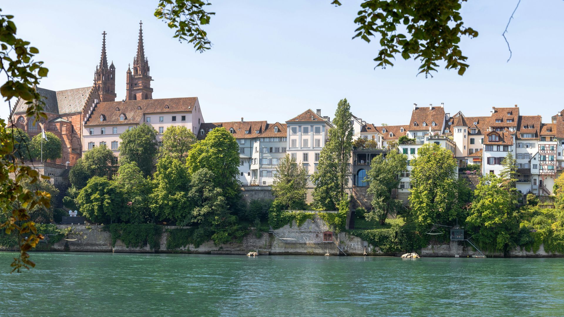 The Rhine River with a city in the background.