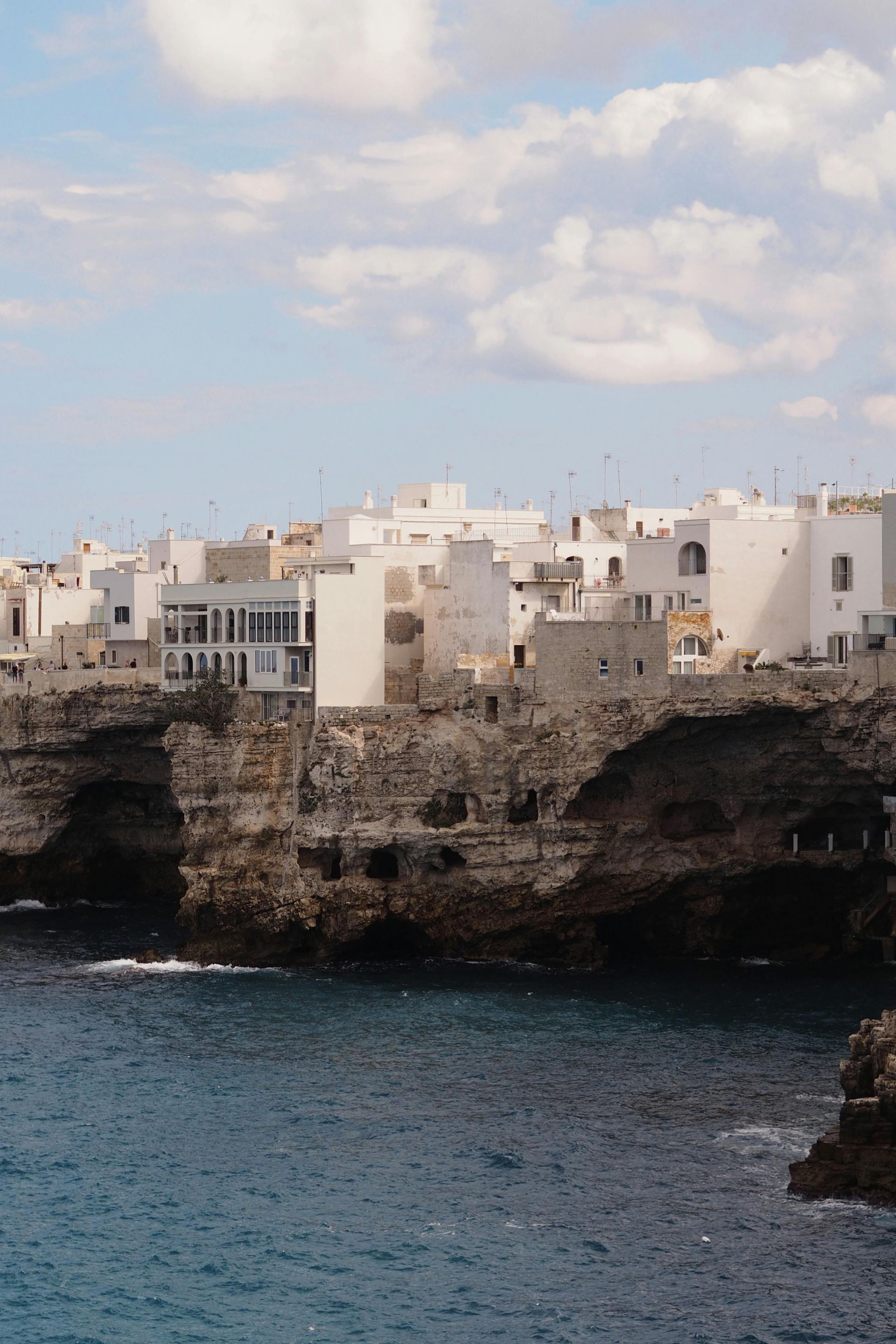 A cliff overlooking Polignano a Mare in Puglia, Italy.