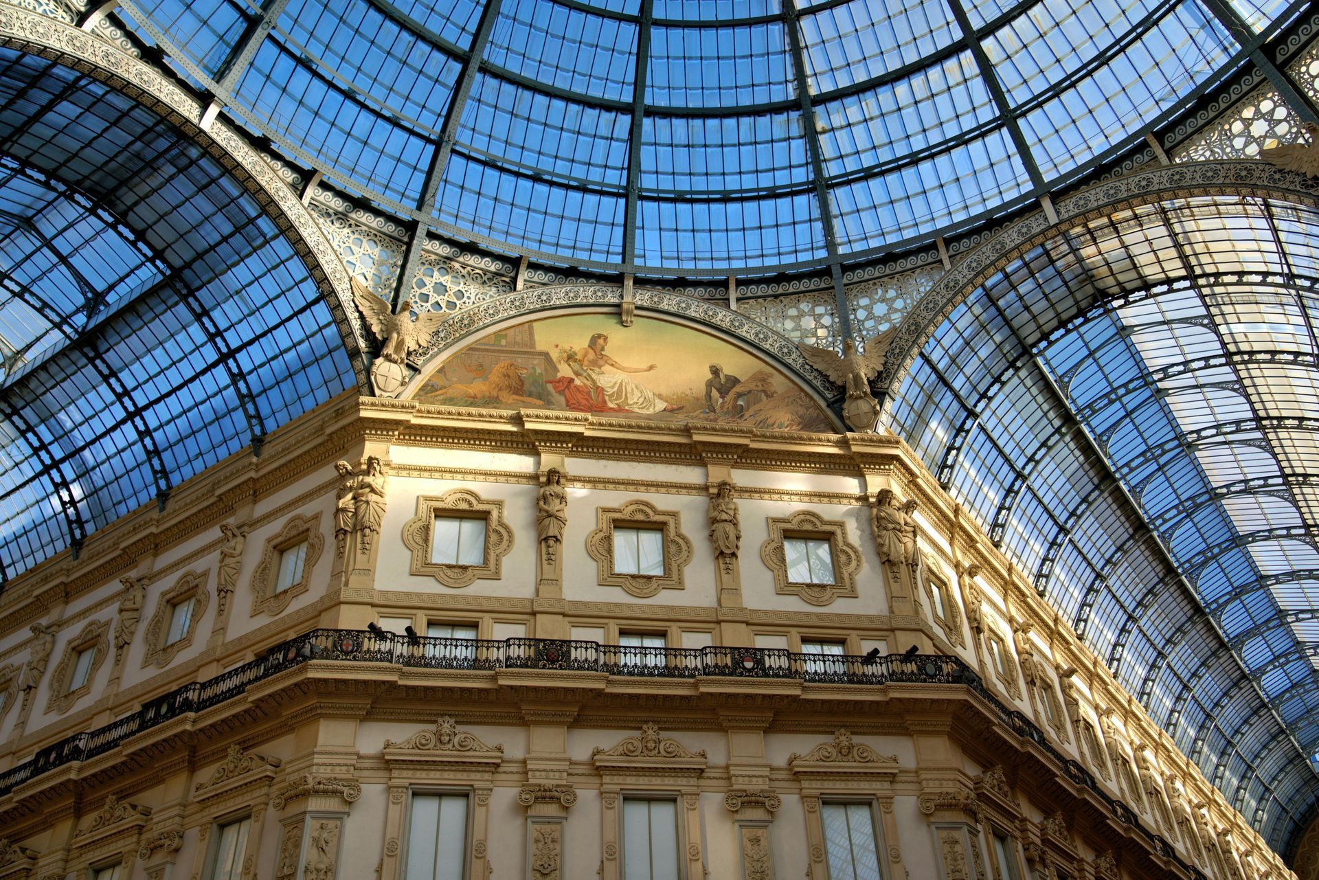 The inside of Galleria Vittorio Emanuele II  in Milan, Italy.