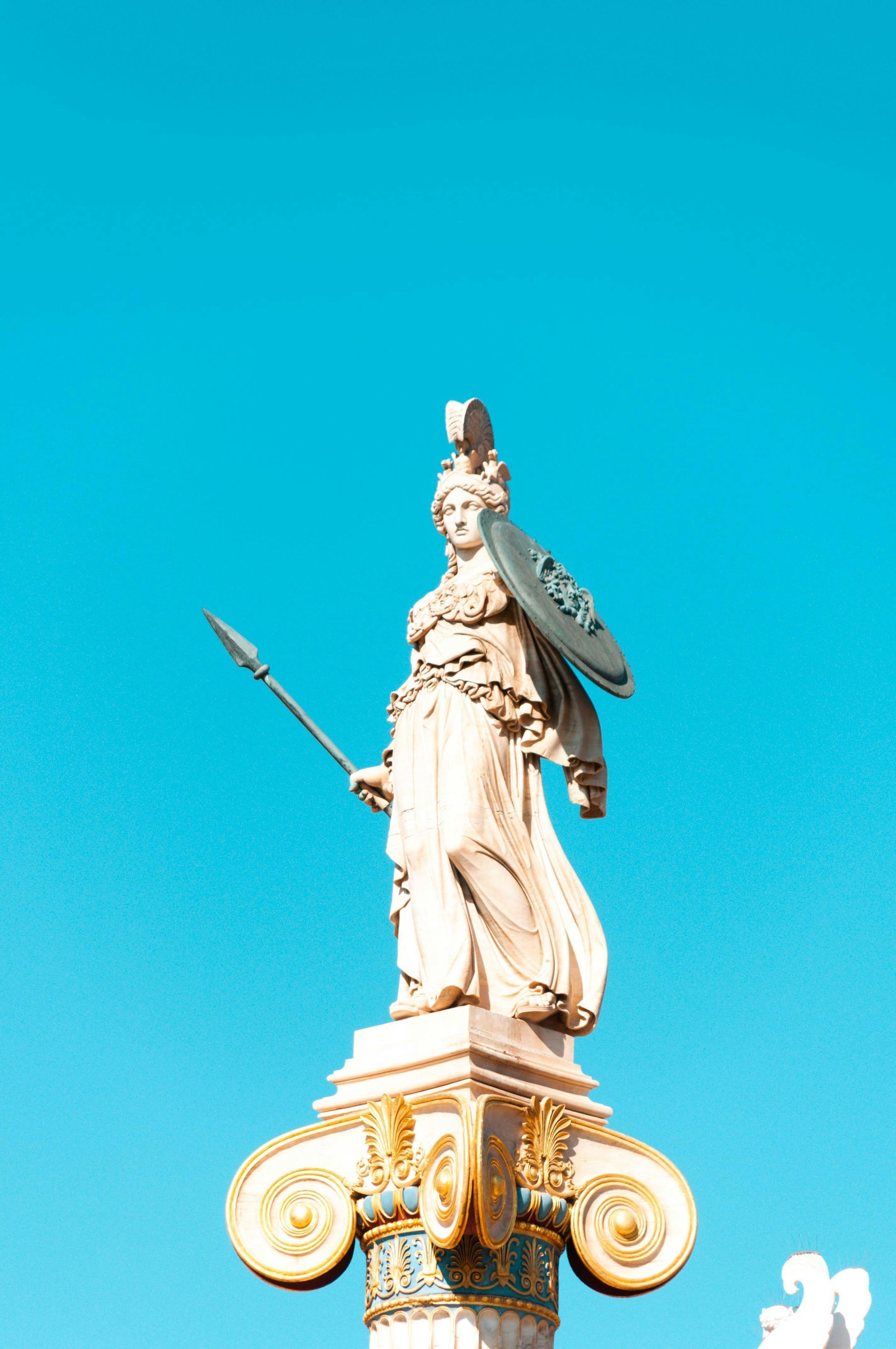 Ancient  Greek warrior statue in Athens, Greece.