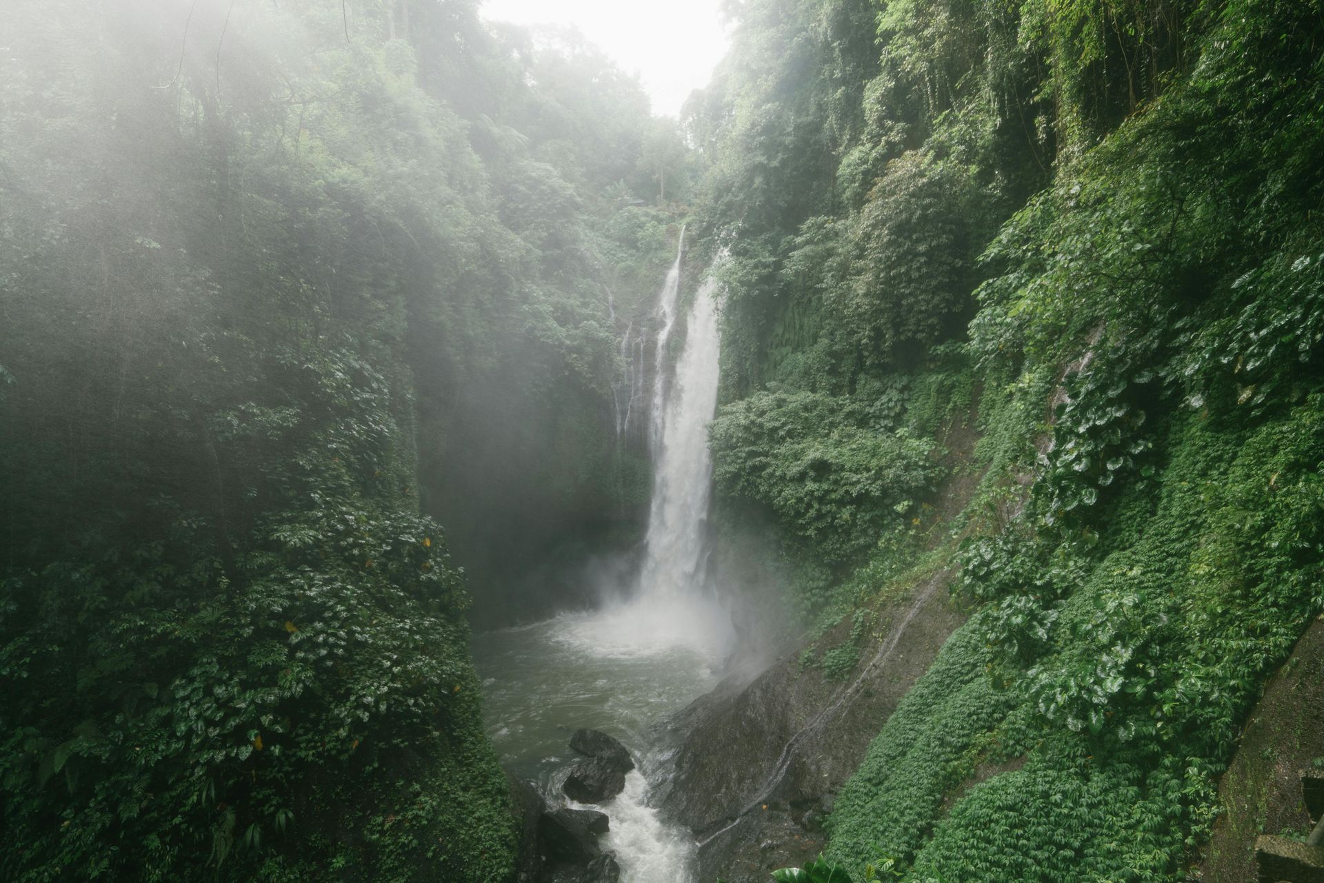 A waterfall in the middle of the amazon rain forest in Peru.