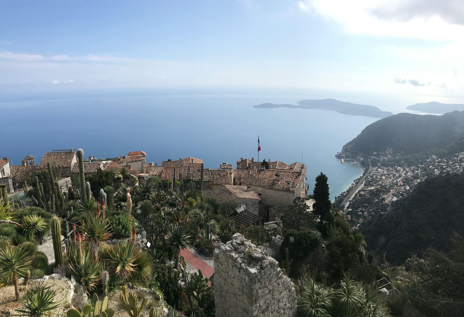 A view of Èze from a hill overlooking the french riviera.