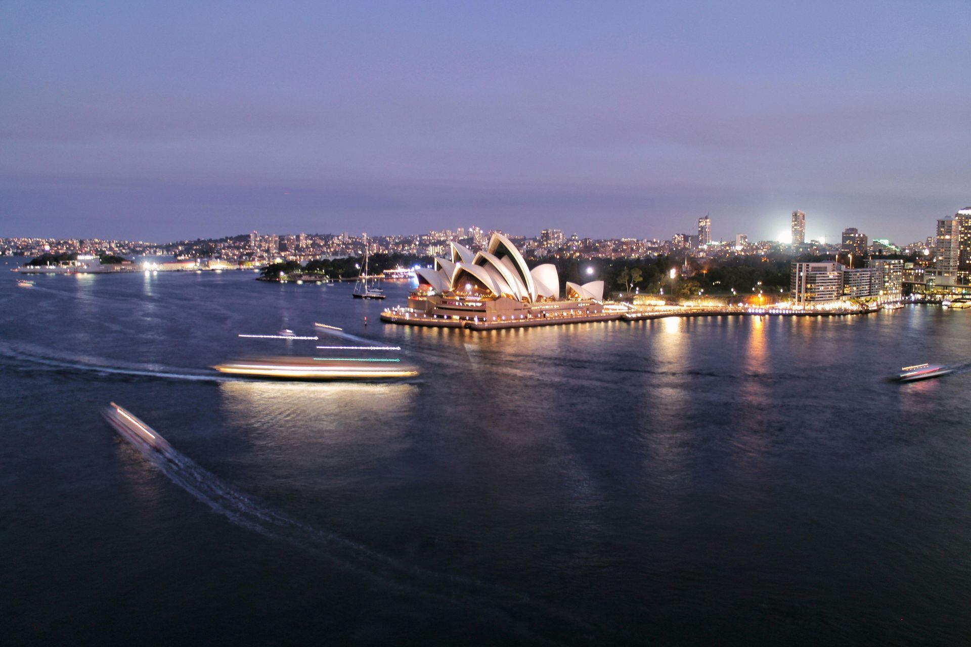 An aerial view of the sydney opera house at night Australia. 