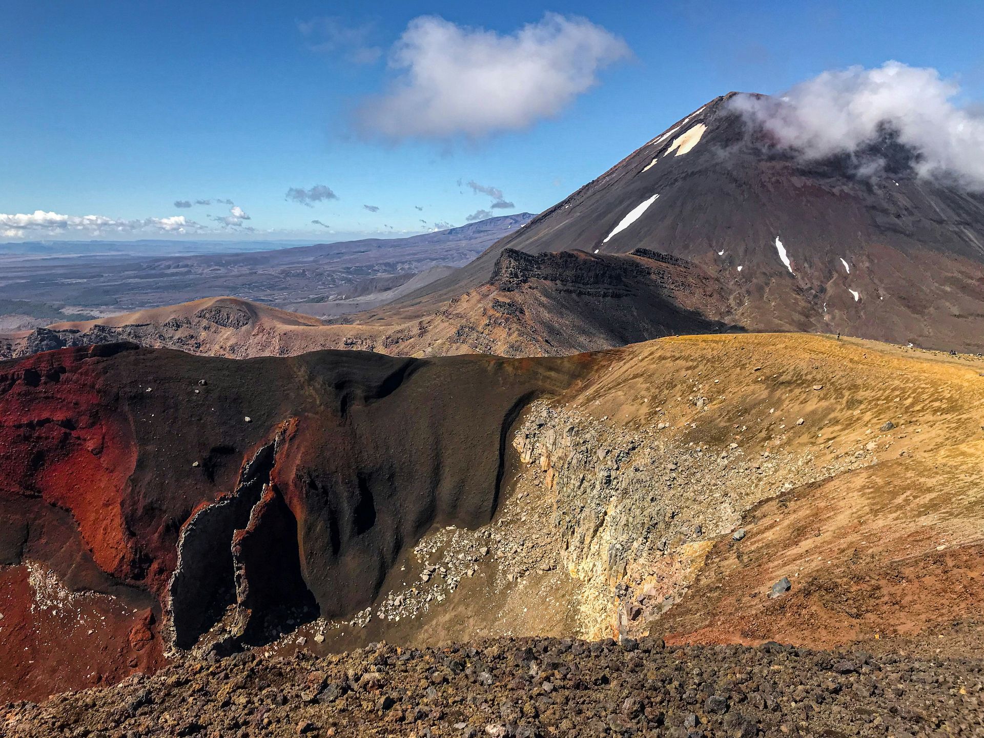 A mountain with a lot of rocks on it in Tongariro National Park, New Zealand.