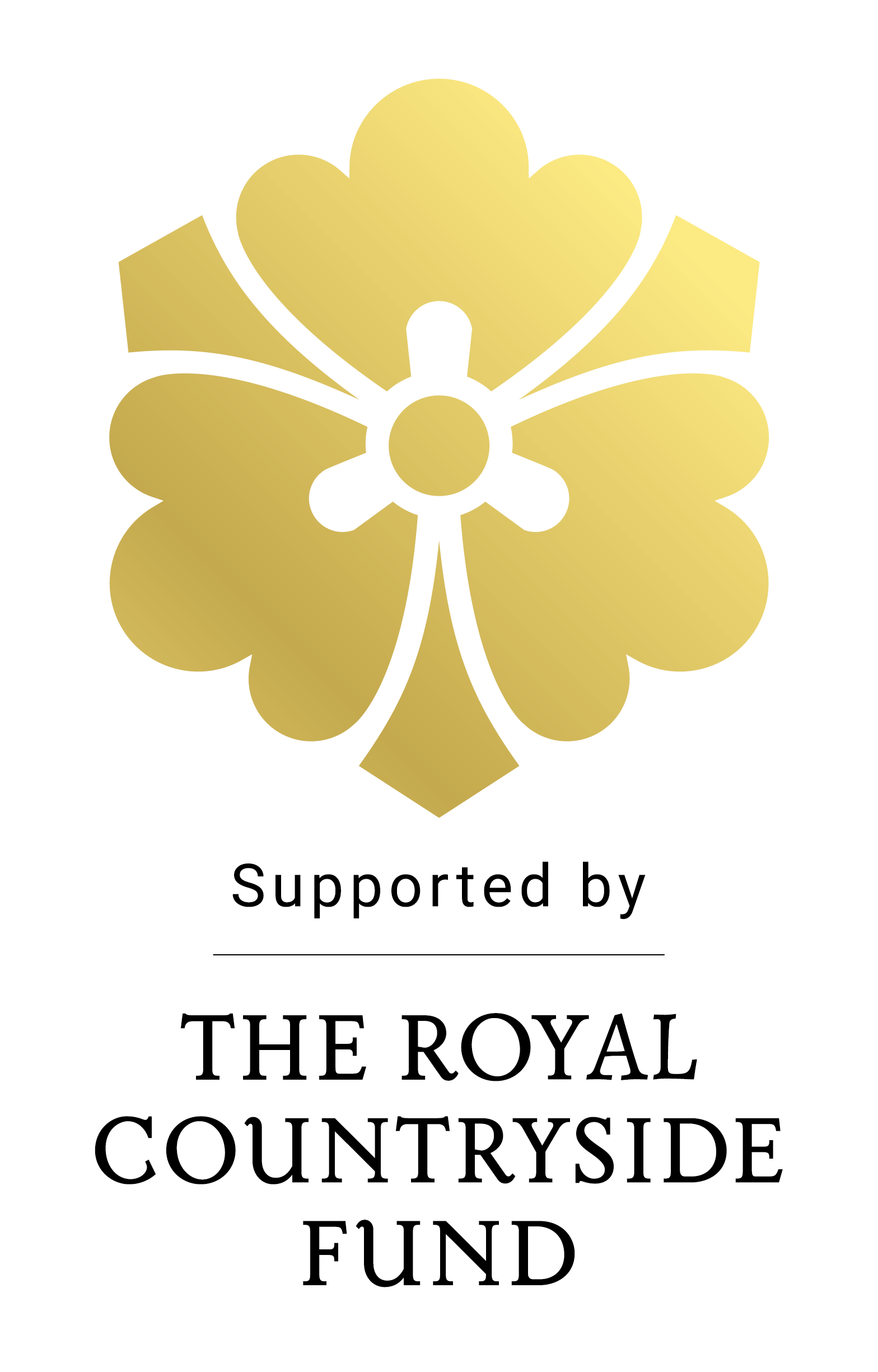 The logo for the Royal Countryside Fund is a gold flower.