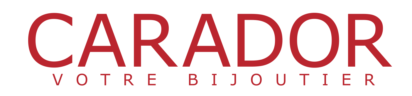 Logo rouge portant l'inscription « CARADOR » avec le texte « VOTRE BIJOUTIER » en dessous, en caractères plus petits.