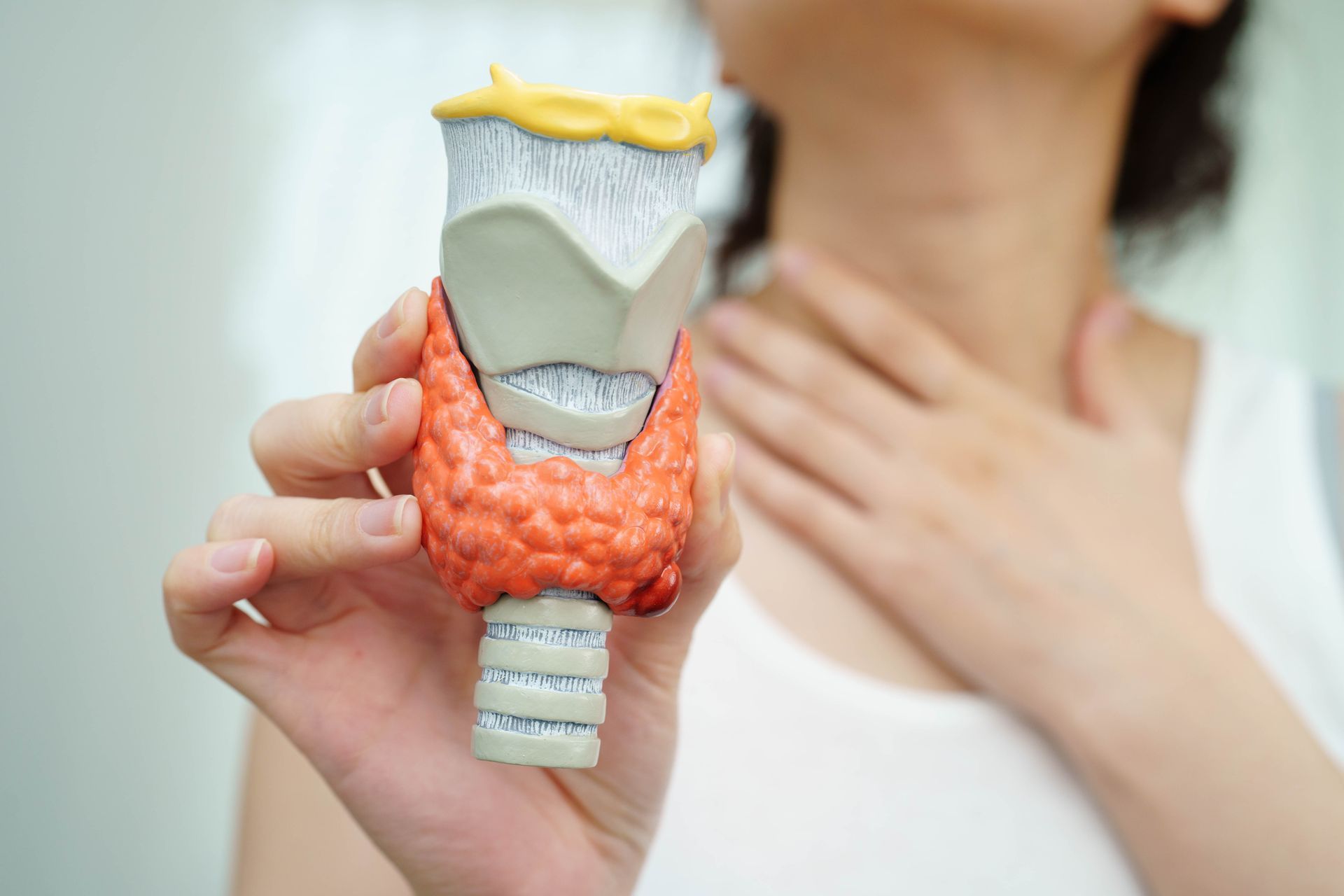 A ablação por radiofrequência reduz até 90% do volume do nódulo sem cirurgia e permite retorno às atividades no dia seguinte. Médico realizando ablação por radiofrequência guiada por ultrassom em nódulo de tireoide, mostrando precisão e preservação da glândula.