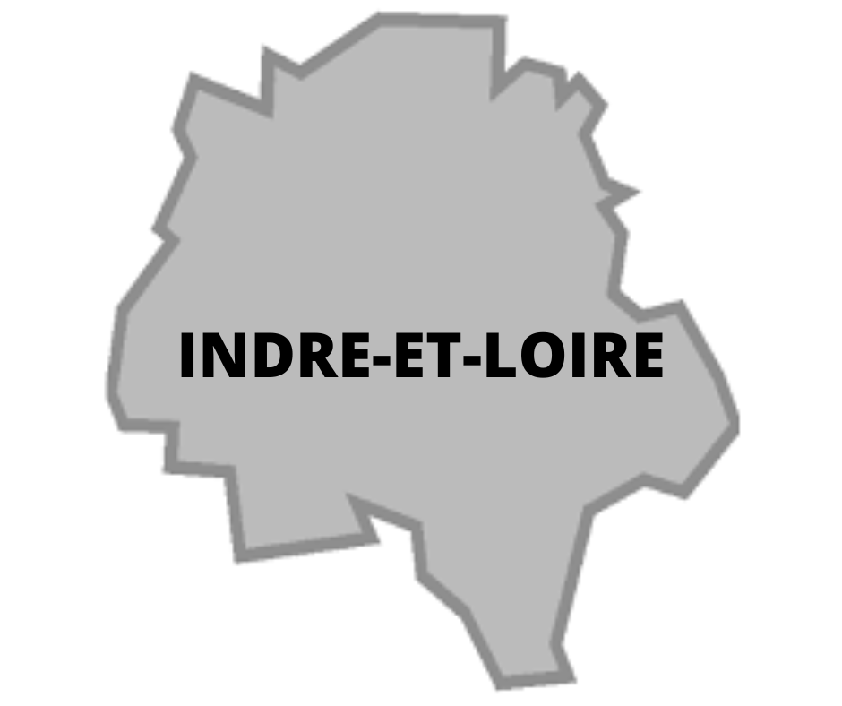 Une carte de l'Indre-et-Loire est affichée sur un fond blanc