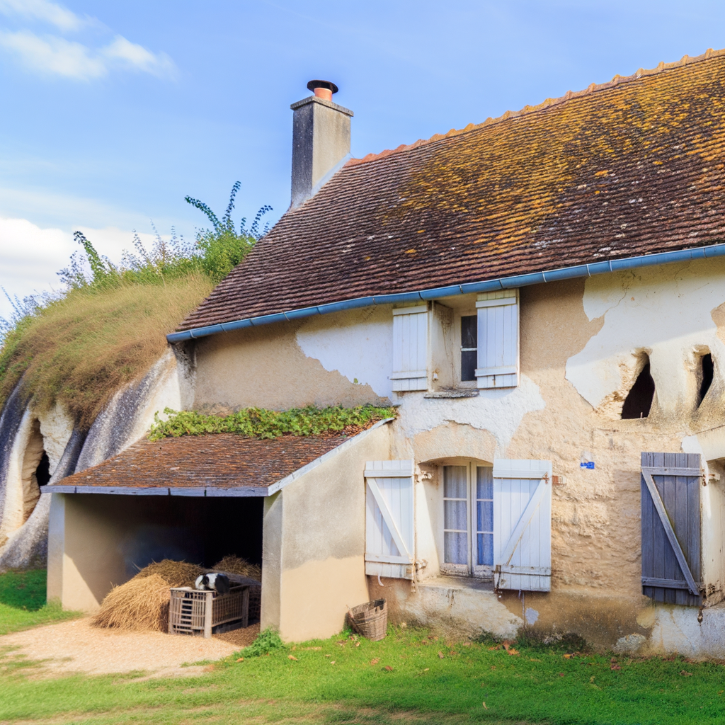Une maison avec un toit recouvert de mousse