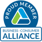 The logo for the business consumer alliance is a proud member of the business consumer alliance.