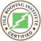 The logo for the tile roofing institute is certified.