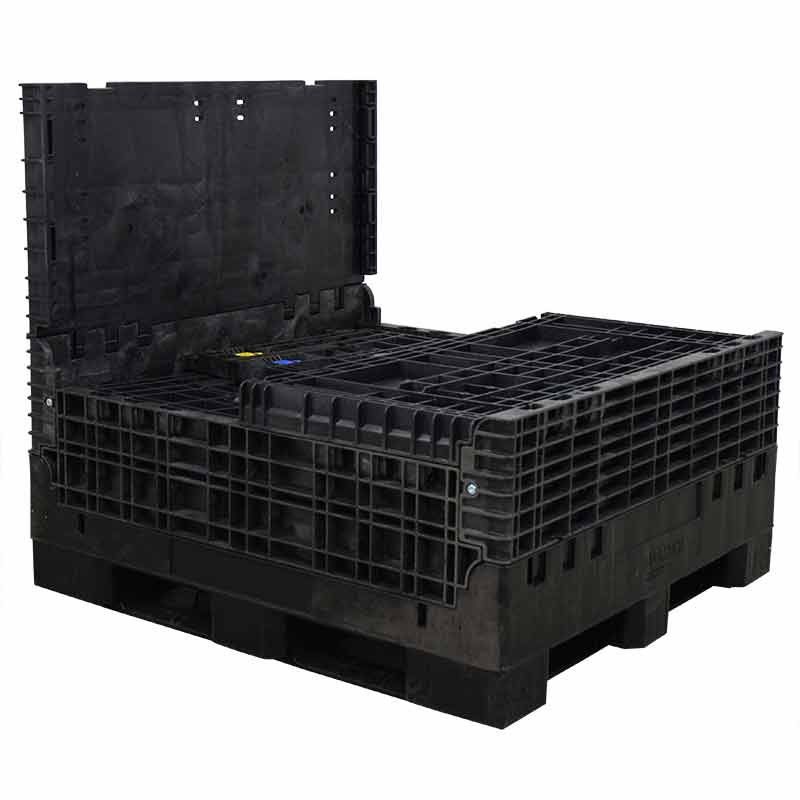 45 x 48 x 44 Extra-Duty Collapsible Bulk Container with three sidewalls down