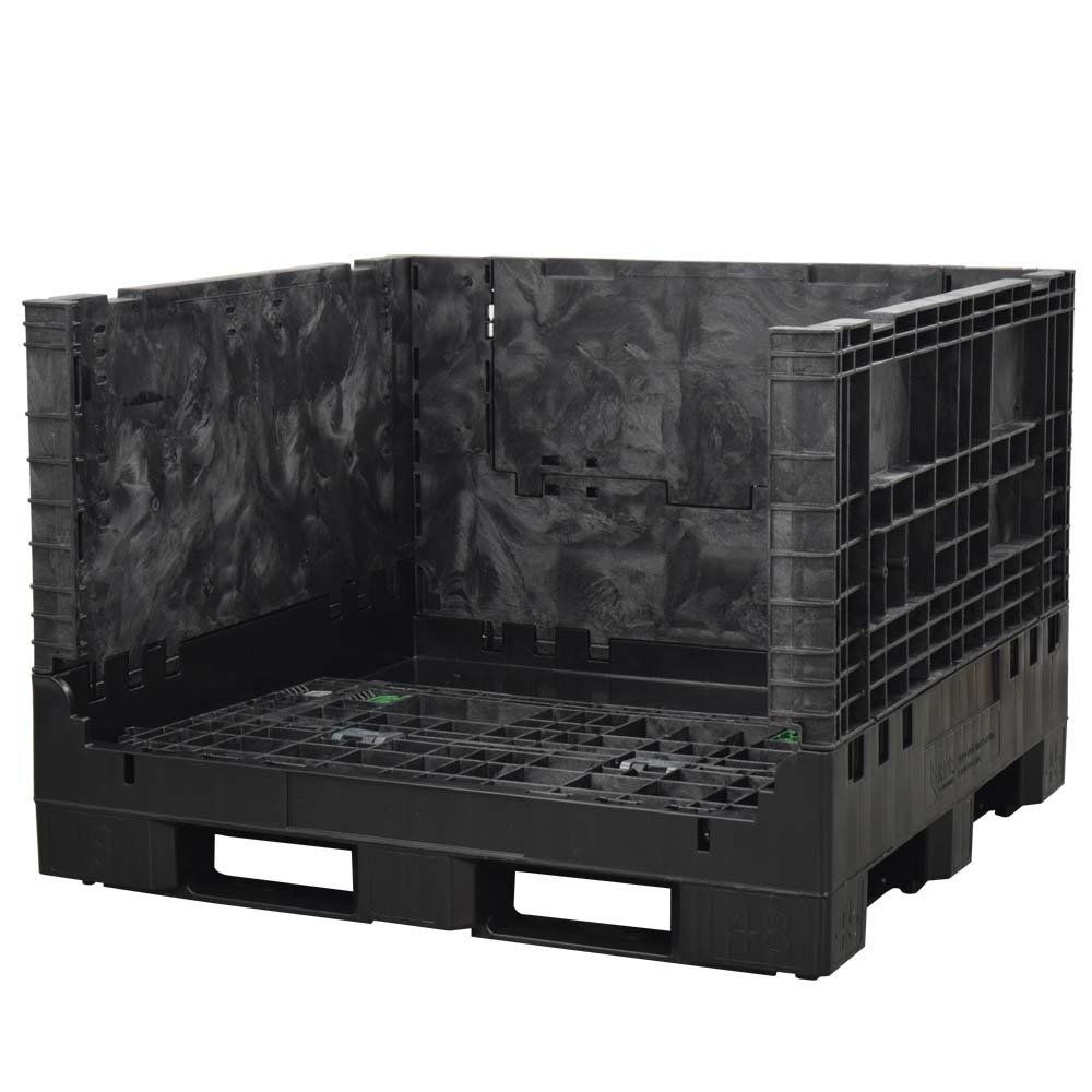 45x48x34 Solid Floor Collapsible Bulk Container - One wall down