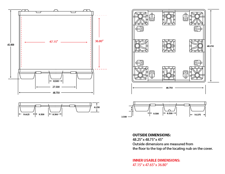Contenedor caja-palet, 48 x 48